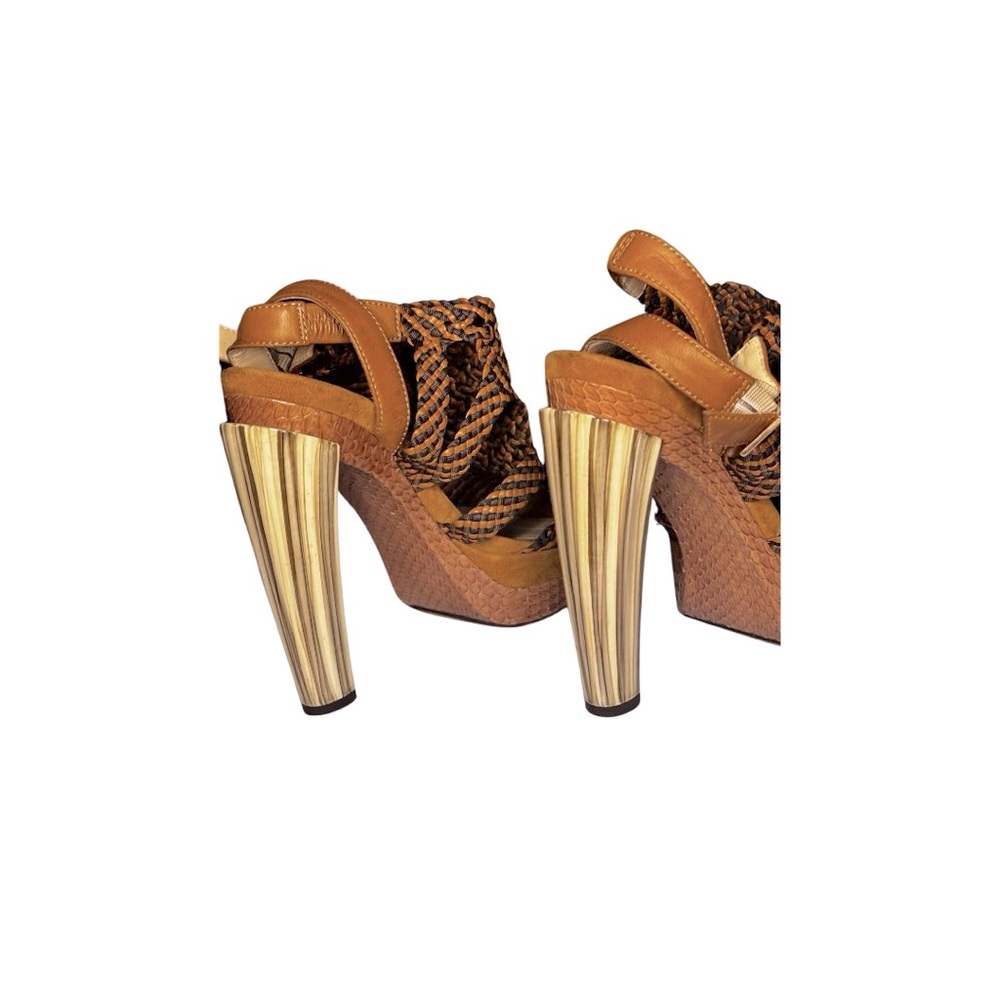Jimmy Choo Brown Suede And Python Platform Heels - image 5